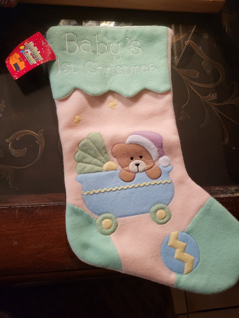Baby's First Christmas Holiday Stocking Teddy Bear Toys R us Vintage